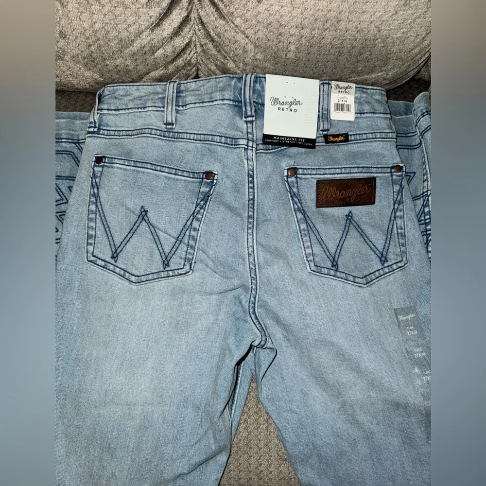 Wrangler Retro Embroidered High Rise Trumpet Flare Jeans - Image 7
