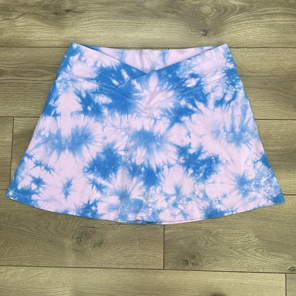 PINK By VS High Waist V Cross Over Active Skirts Tie‎ Dye Gray Purple Size XXL - Image 4