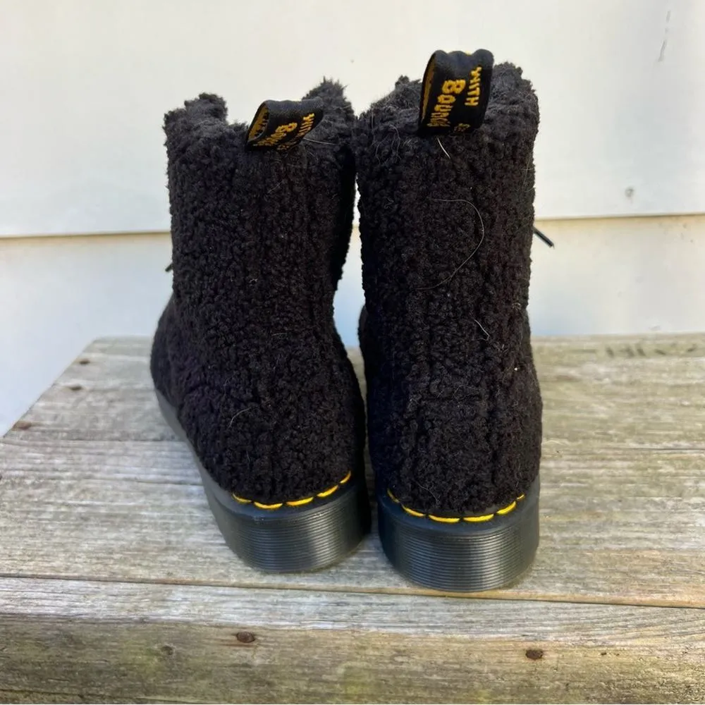 Dr Martens Pascal Borg Black Faux Shearling LaceUp Chunky Combat Boots 1460 US 7 - Image 4