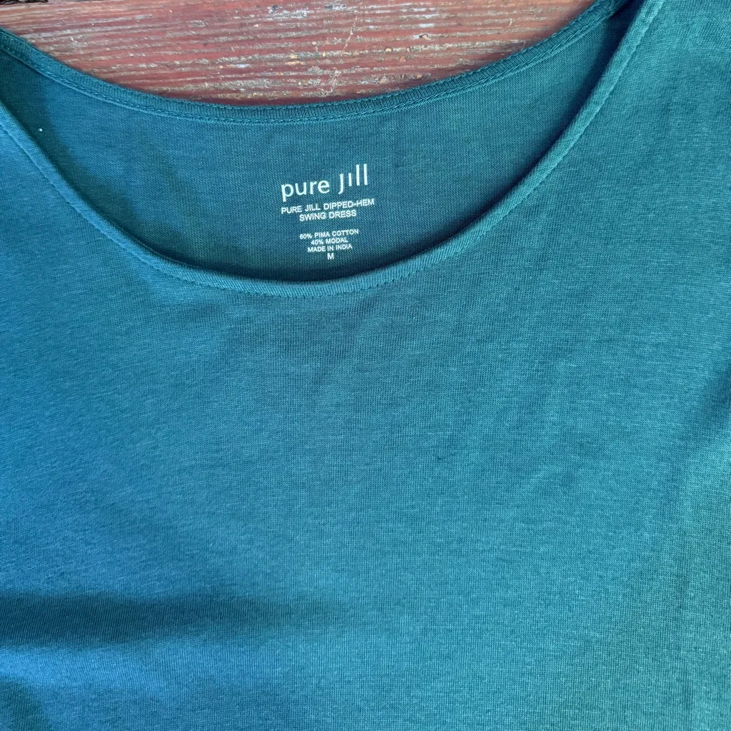 J Jill Pure Jill Dipped Hem Boho Comfy Swing Dress/Tunic ~ Size Med 💚🍄 Green - Image 9