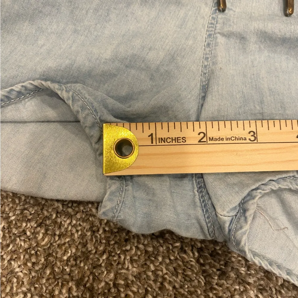 Zafsi Blings Light Wash Drawstring Denim Chambray Jean Shorts Blue Size L - Image 6