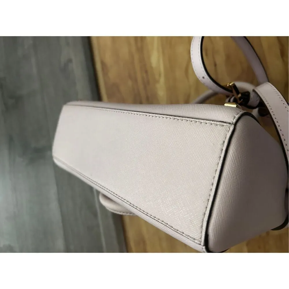 Michael Kors Saffiano Leather Kellen Studded Blossom Satchel Bag in Pink Purse - Image 5