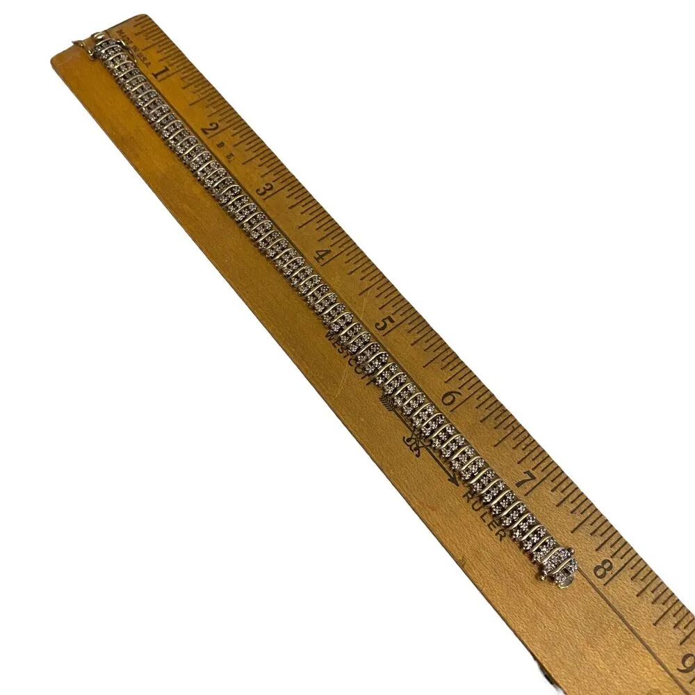 Ross Simons Gold Toned Sterling Silver Tennis Bracelet HEAVY PATINA - Image 8