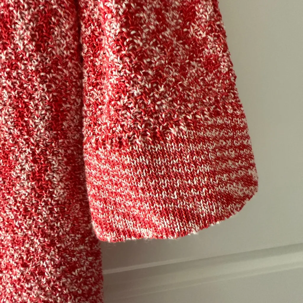 Mango Red and White Textured Polo Style Knit Top - Image 4