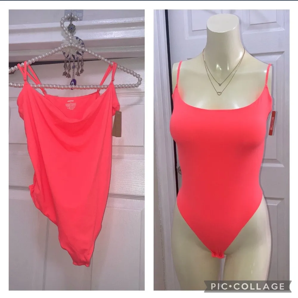 Size XL fits everybody Cami bodysuit top thong nectarine NWT - Image 8