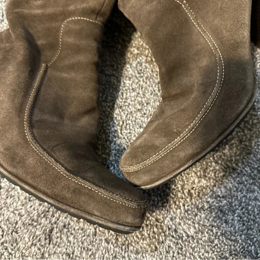 Cole Haan Vintage 90s y2K Chunky Heel Suede Bootie Brown Women's Sz 8 - Image 6