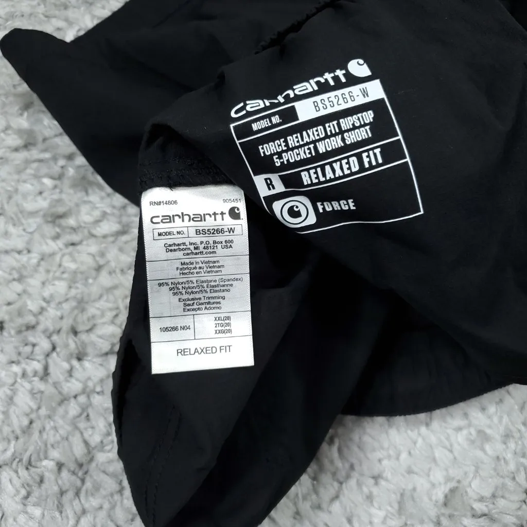 Carhartt Women's Force Relaxed Fit Ripstop Work Shorts Black Size XXL 5 Pocket - Image 3