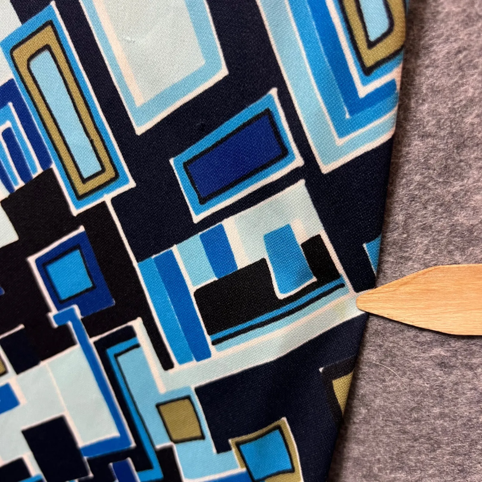 G.A.S. Vintage Sleeveless Dress Geometric Blue Mod Print Large Polyester 90s Y2K - Image 5