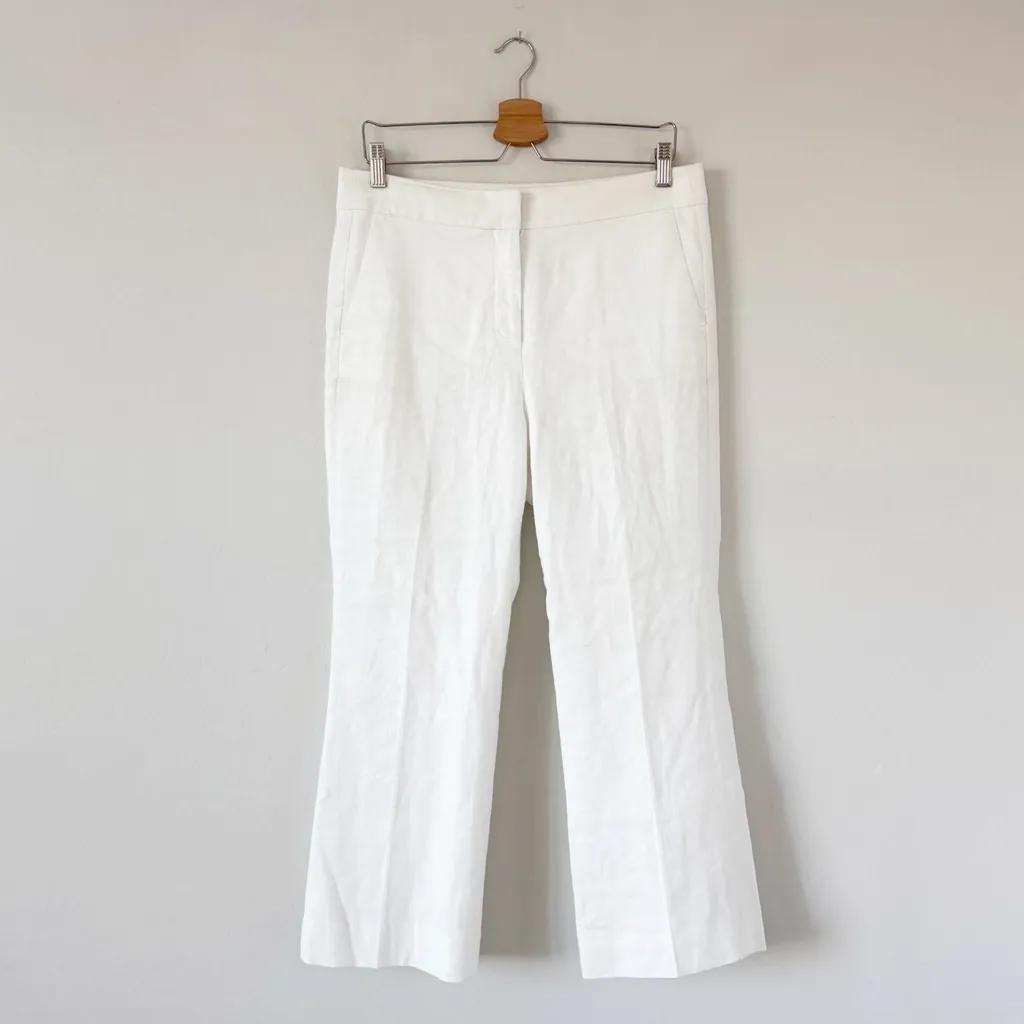 J Crew Hayden Kickout Crop Pant in White Linen Blend Size 10 - Image 3