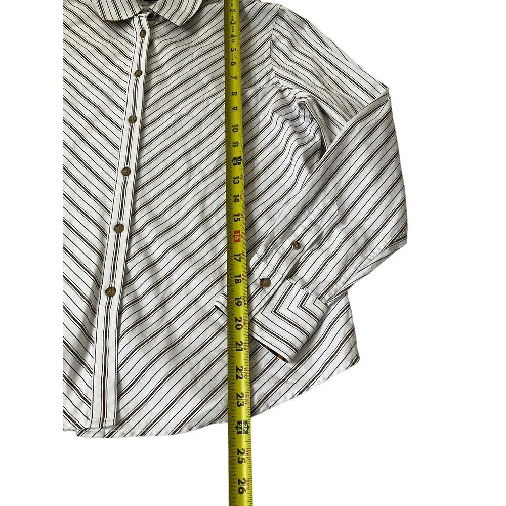 Jones New York White & Brown Button Front Top Women's Petite Size Large | 49-48 - Image 7