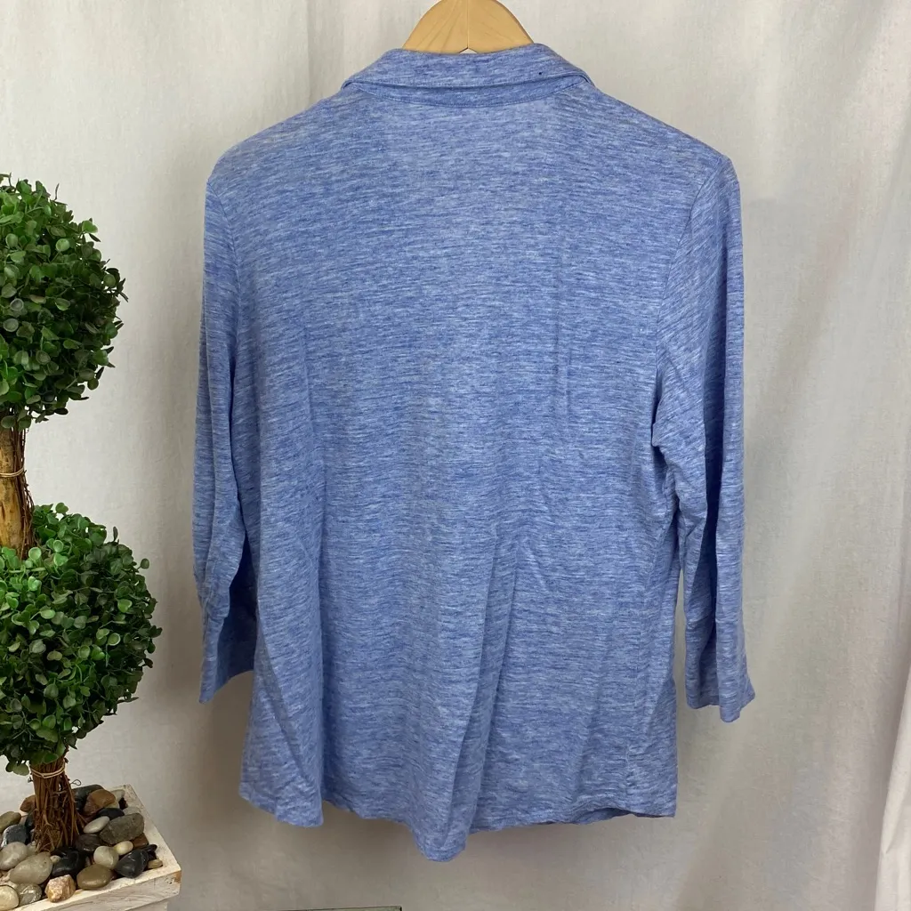 J McLaughlin Blue Long Sleeve Button Up Knit Top L Size L - Image 2
