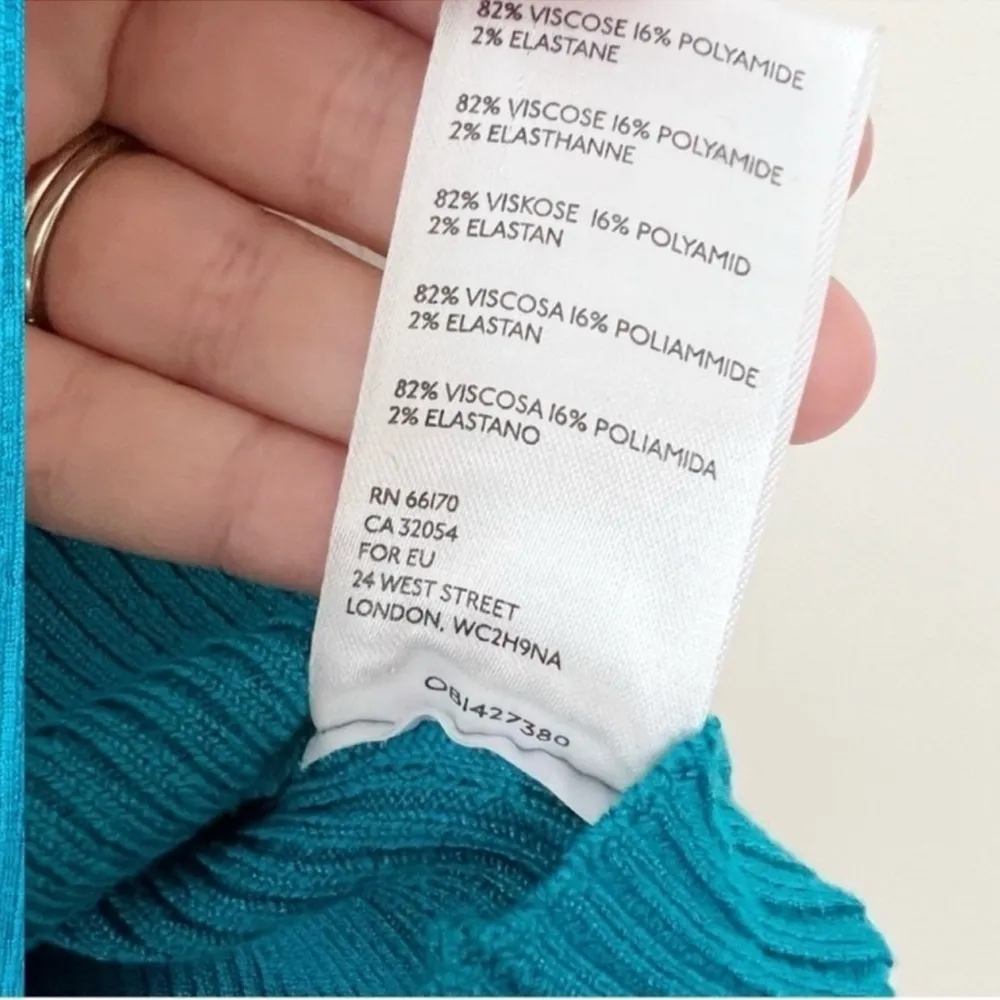 Urban Outfitters Teal Blue Ribbed Knit Cut Out Tank Top Size Large Side Tie NEW - Image 6