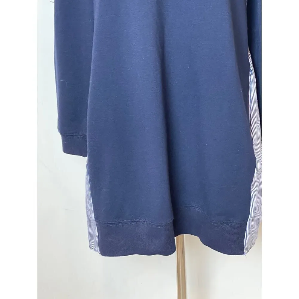 Ellison Navy Blue‎ Pinstripe Back Pullover Long Sleeve Sweatshirt Tunic Top S - Image 7