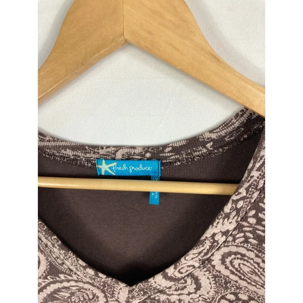 Fresh Produce Patterned Print Short Sleeve V Neck Top Size 1X - Image 3