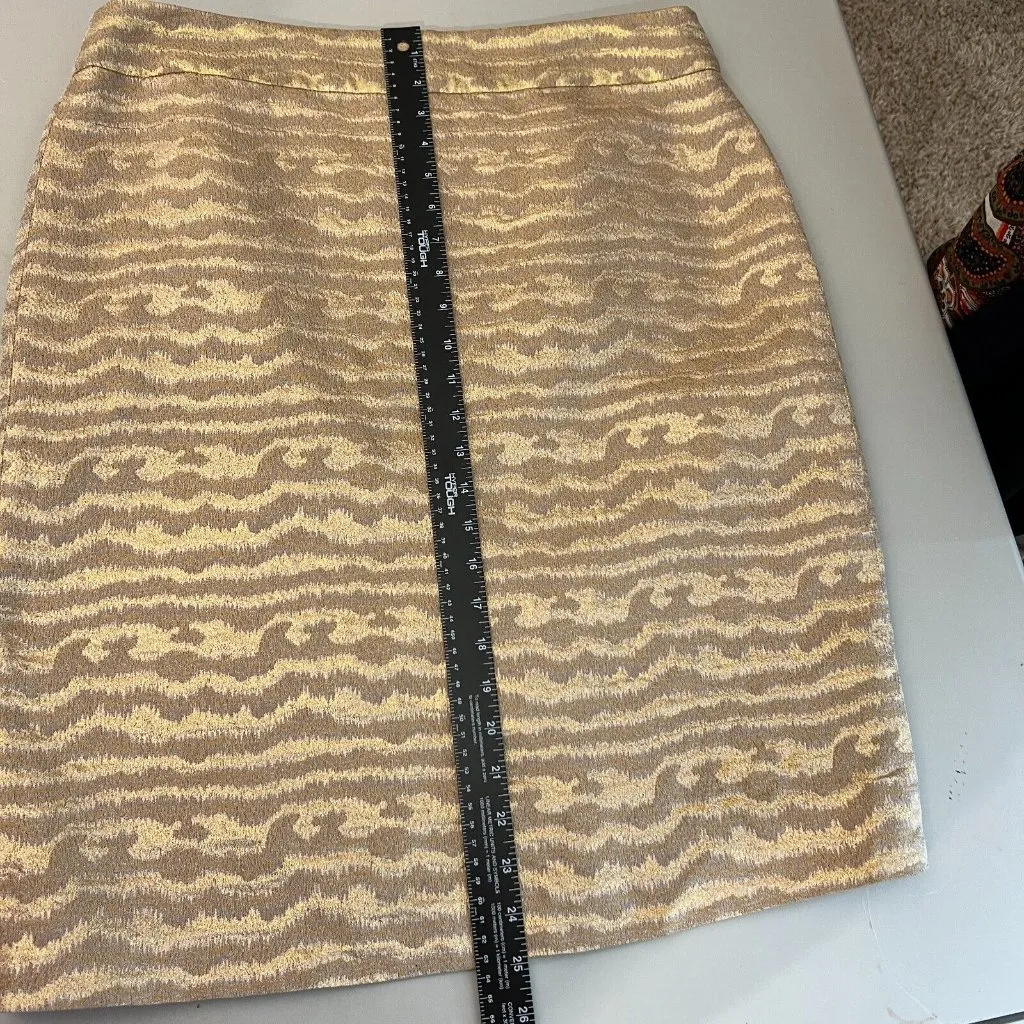J Crew Collection Skirt Womens 14 Gold Silk Blend Metallic Pencil Office Holiday - Image 9
