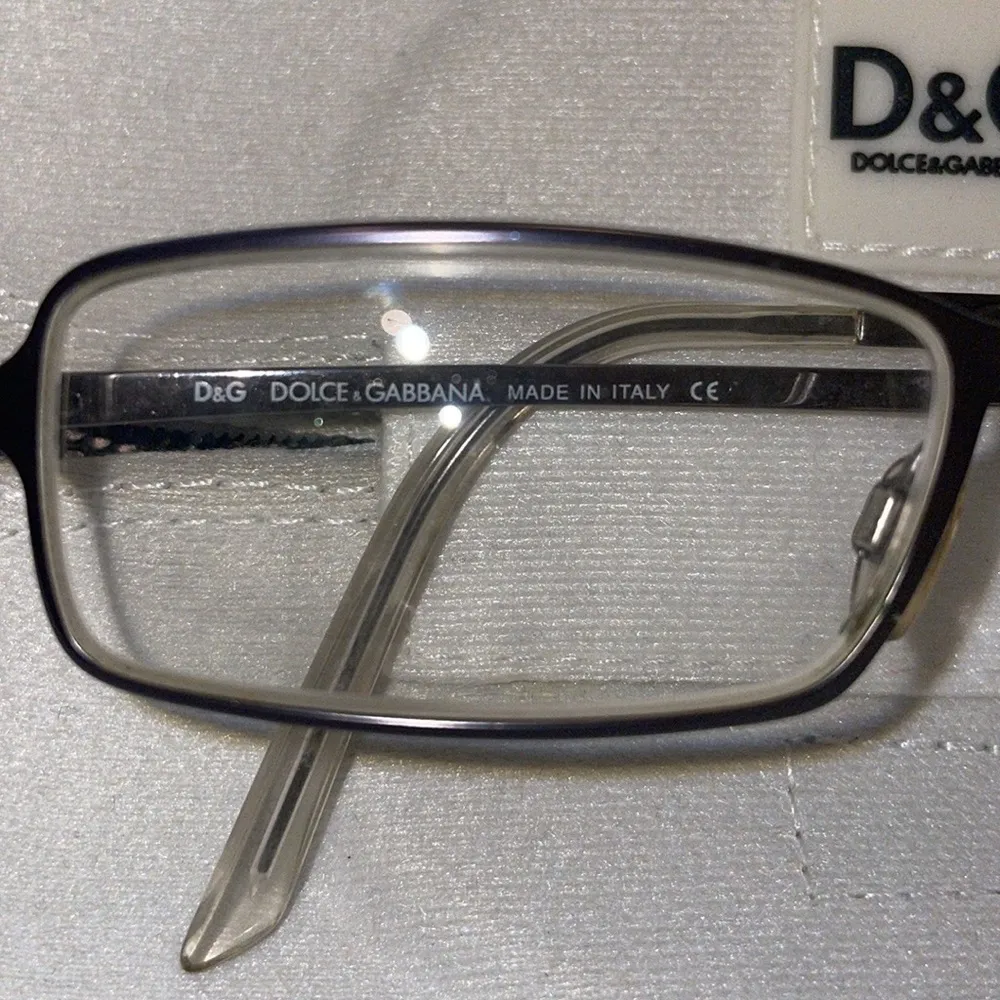 Dolce & Gabbana Wire Rim Eyeglasses Silver Rectangle White Zipper Case - Image 5