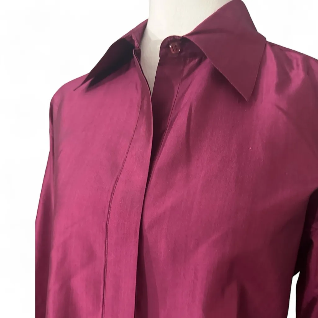 Express Women's Satin Button Down Shirt - Magenta Size 6 - Image 3