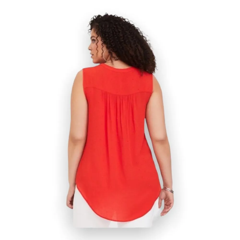 Torrid Womens Tank Top Sz 1 1X 14 16 Harper Blood Orange Swiss Dot Tunic Crinkle - Image 3