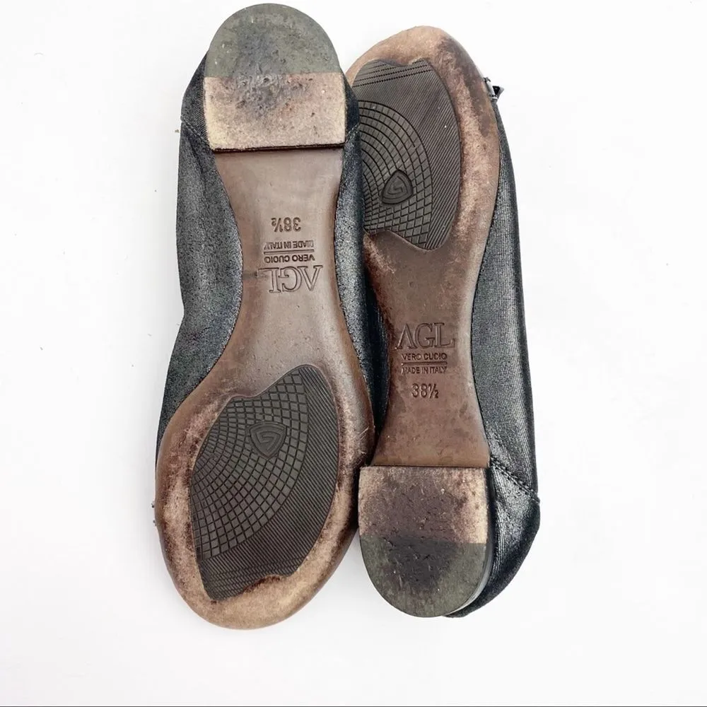 AGL Black Patent Leather Cap Round Toe Ballet Flats, EU 38.5 Size 7.5 - Image 8