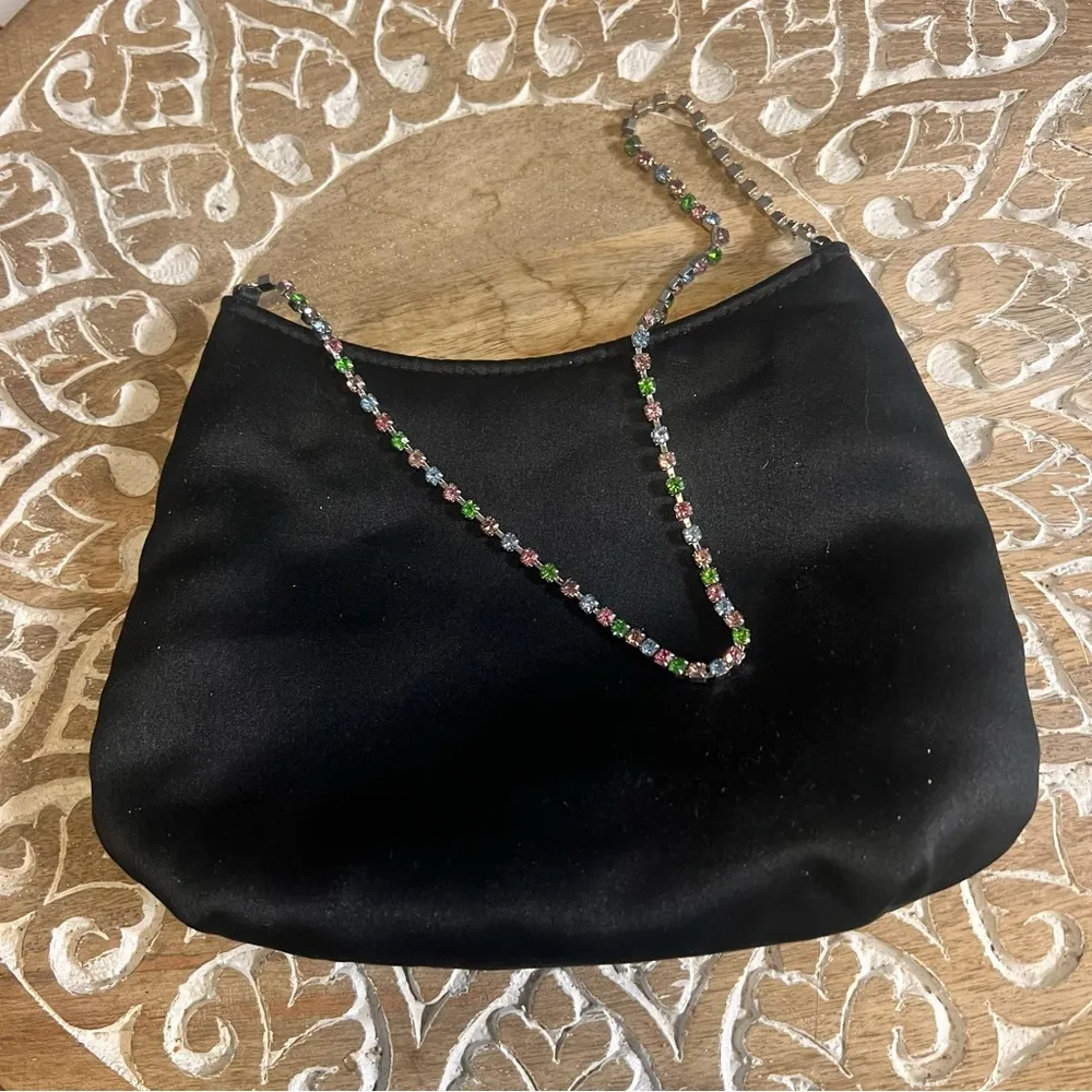 Vintage y2k colorful rhinestone strap black mini shoulder bag - Image 3