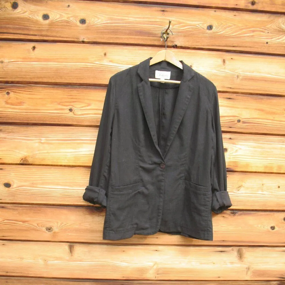 Cleobella Black Linen Blend Oversize Blazer Jacket - Image 2