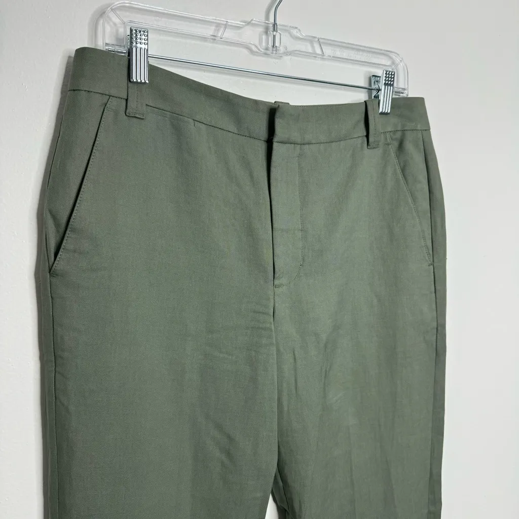 NWOT Vince Coin‎ Pocket Cropped Straight Linen Blend Trousers Sage Size 6 - Image 3