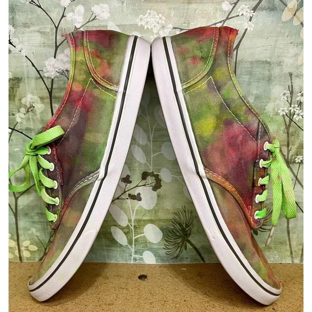 Vans Custom Bleached Tie Dyed Lace Up Sneakers Womens Sz9 Low Top Skater - Image 8