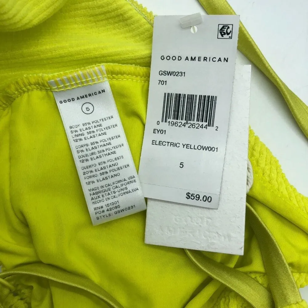 Good American Crinkle Always Fit Twist Bikini Top Electric Yellow 5 US 2XL - Image 5