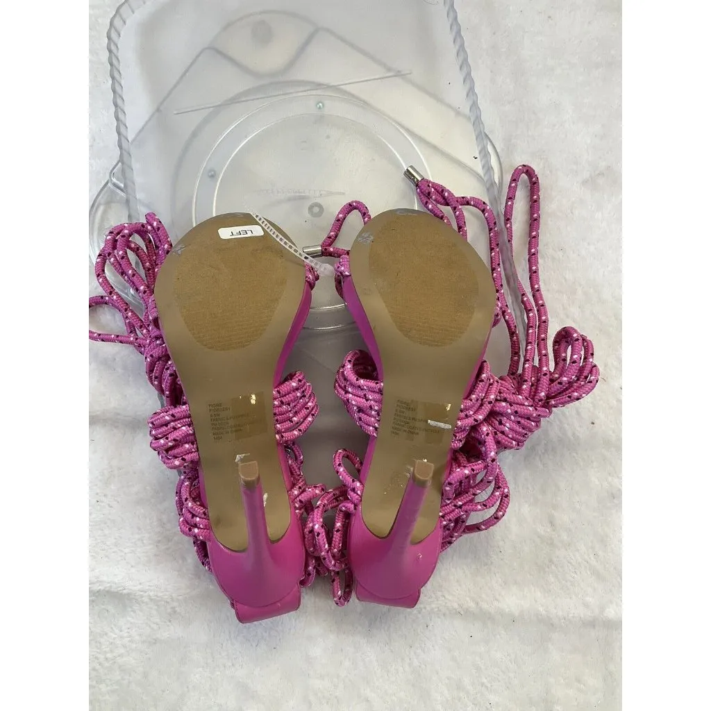 Steve Madden Fiore Ankle‎ Rope Tie Sandal In Multi Pink Size 8.5 Stiletto Heels - Image 5