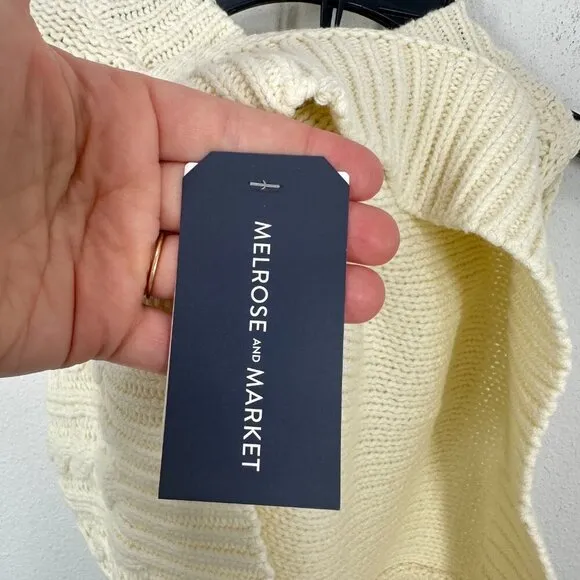Melrose and Market Nordstrom Women's Cream Sweater Vest‎ Tank Preppy Casual NWT - Image 2