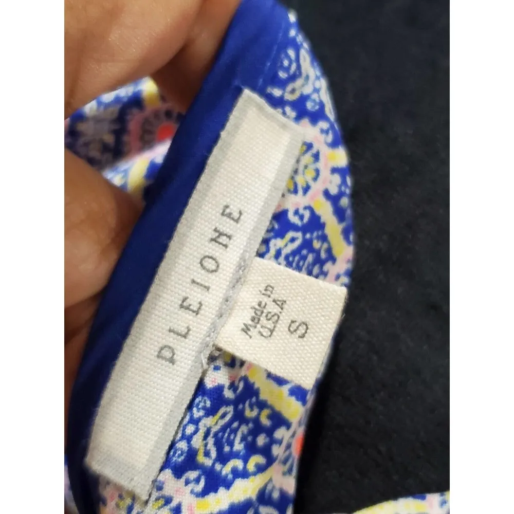 Pleione Womens Blue Polyester Short Sleeves Round Neck Knee Length Dress Size S - Image 9