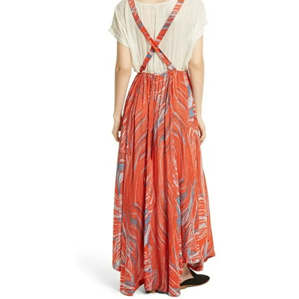 Free People A Thousand Kisses Maxi Red Medium Layered 90s Jumper Dress - Image 4