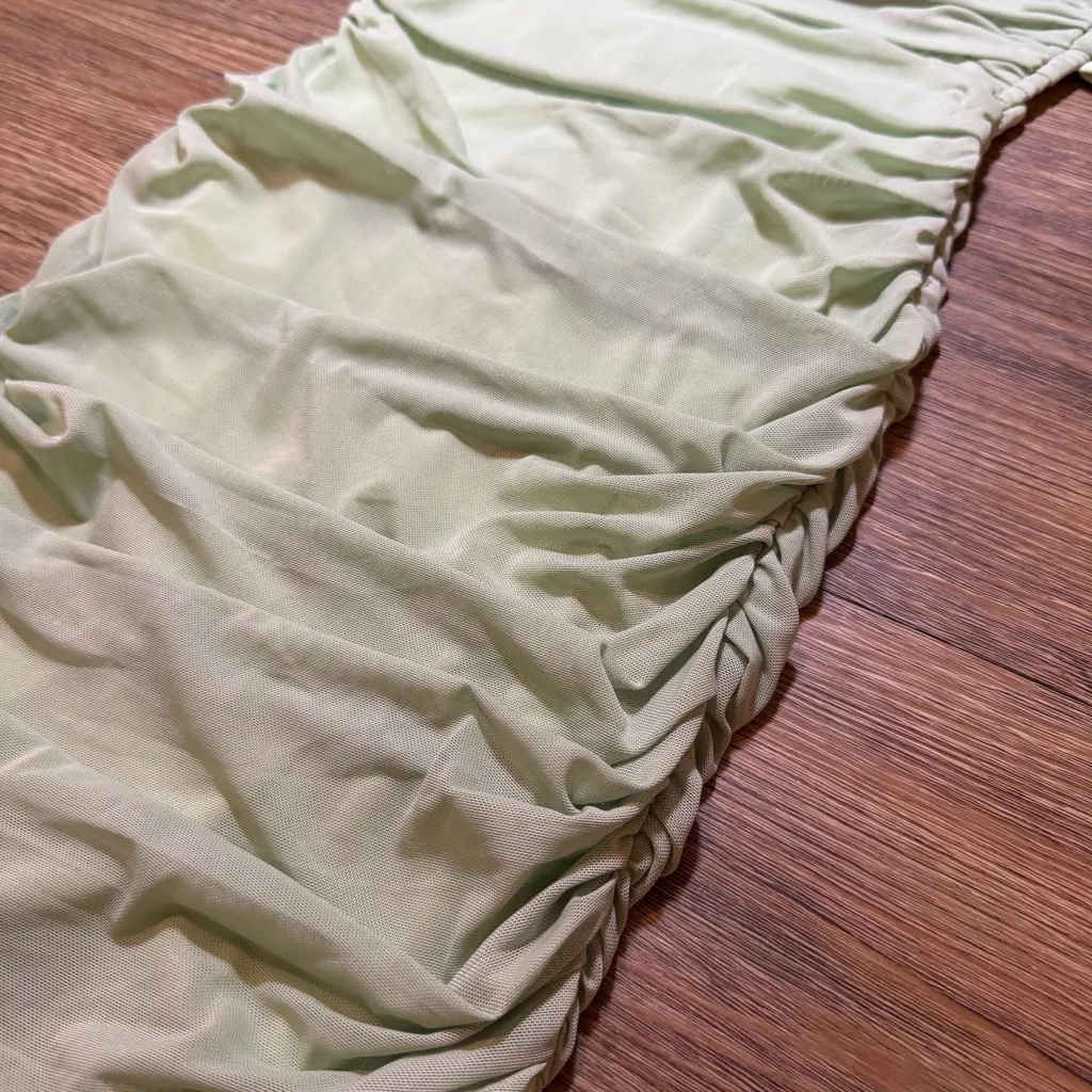 Princess Polly Strapless Ruched Bodycon Green Dress - Image 3