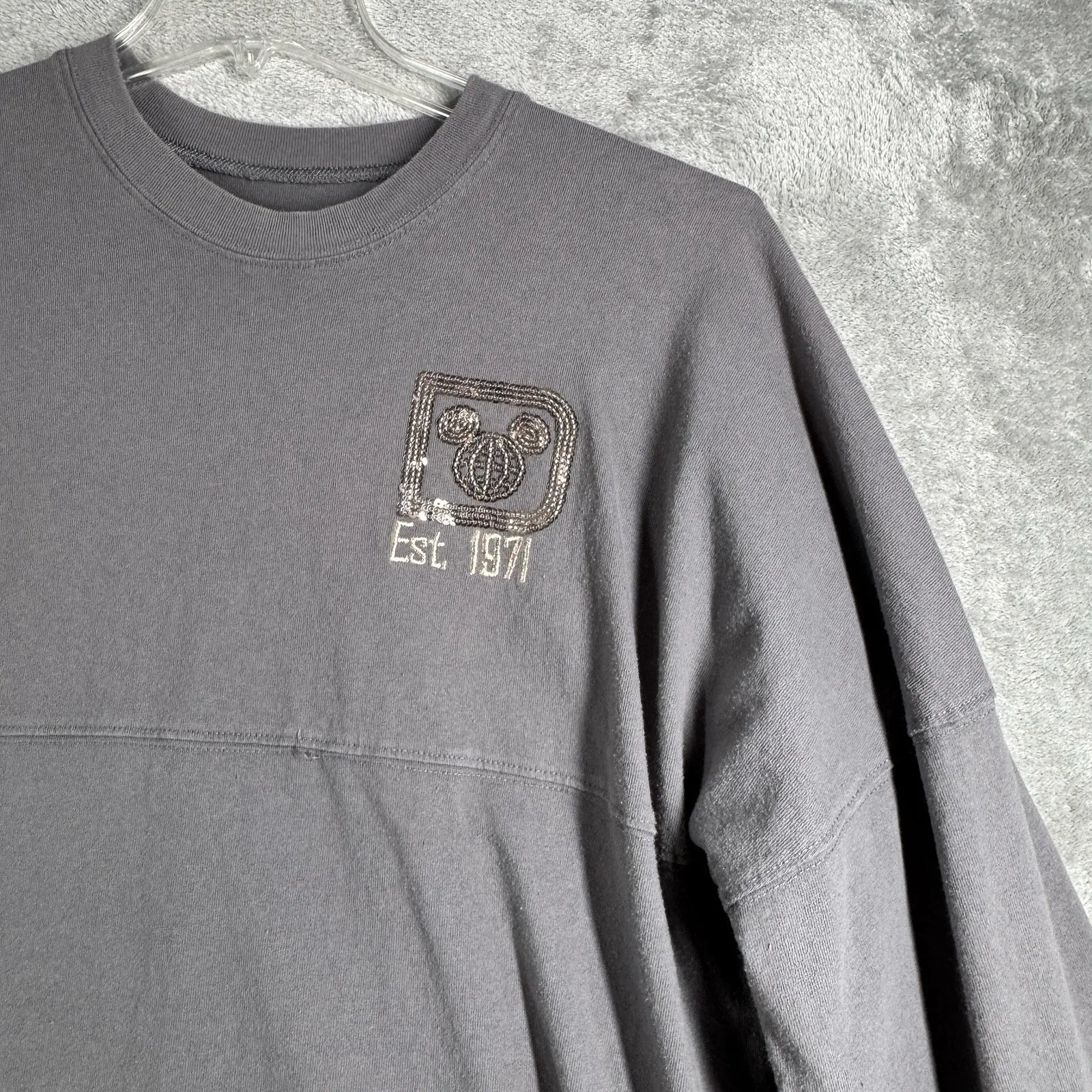 Disney Spirit Jersey Shirt Womens Large Gray‎ Rose Gold Sequin Walt Disney World - Image 4