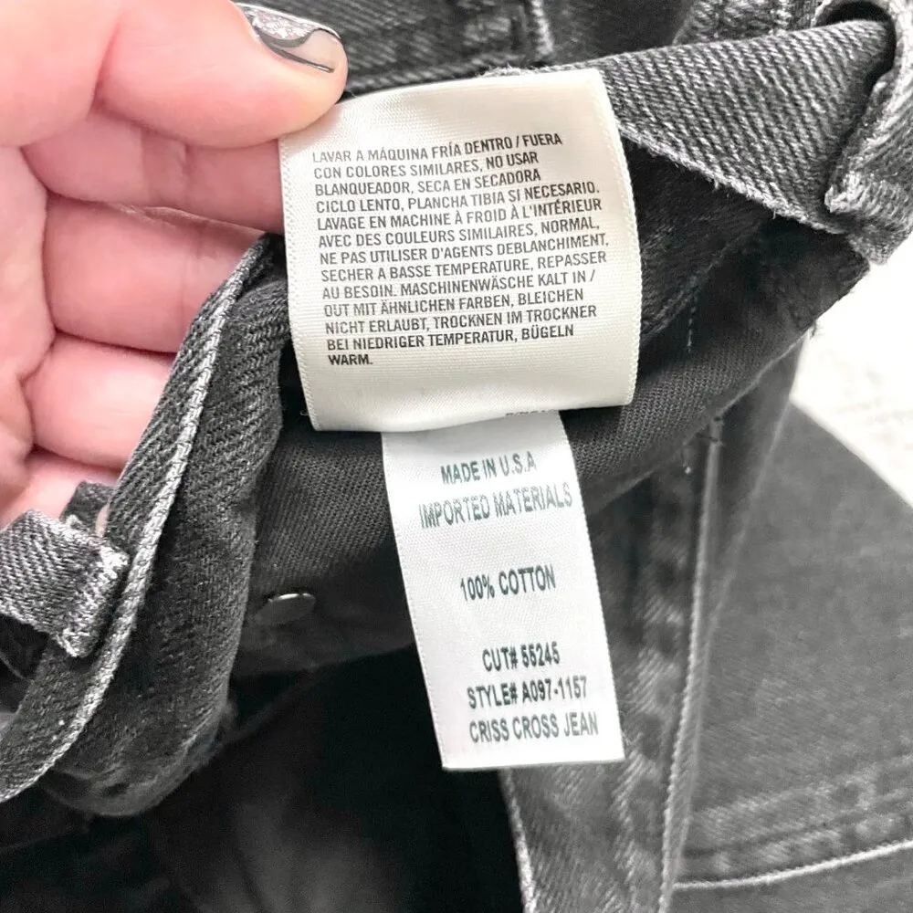 AGOLDE Criss Cross Upsized Jean In Shambles Black Denim Size 24 - Image 6