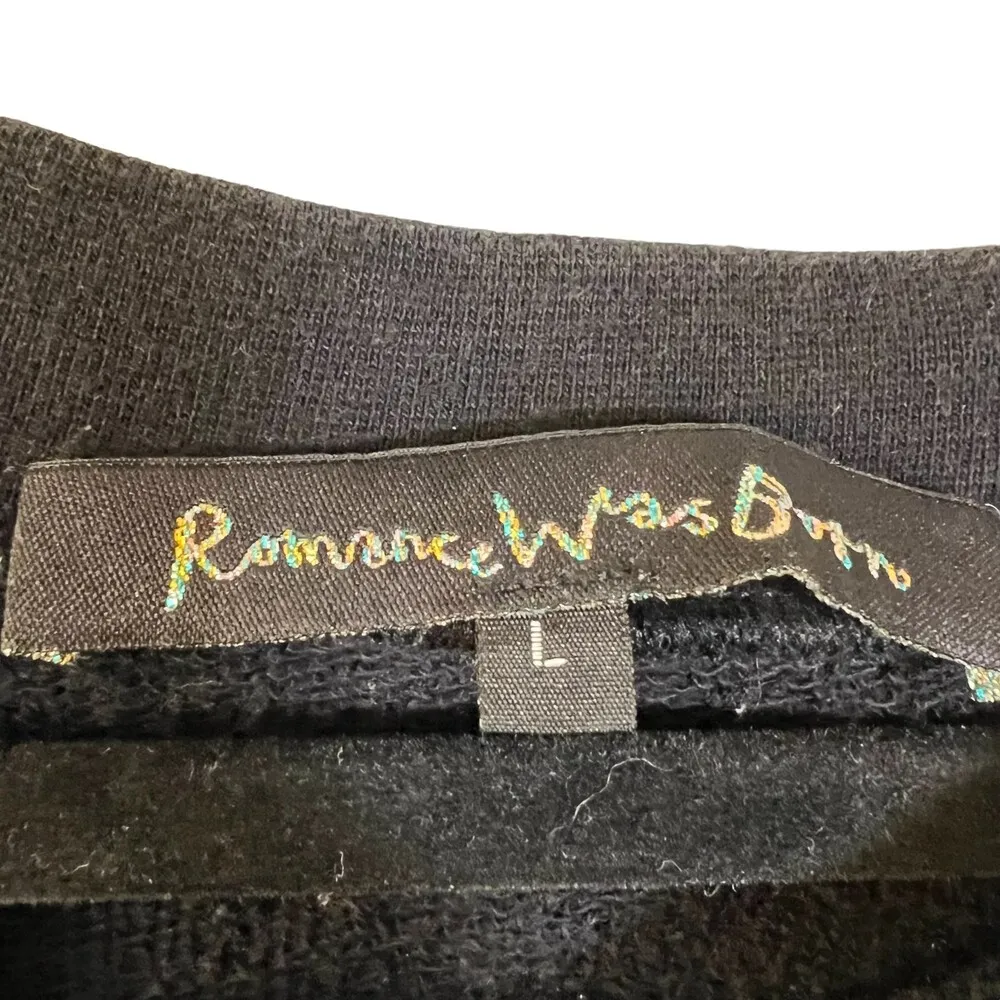 Romance Was Born Abstract Eye Lips Long Sleeve Heavyweight Shirt Women's Large Black - Image 4