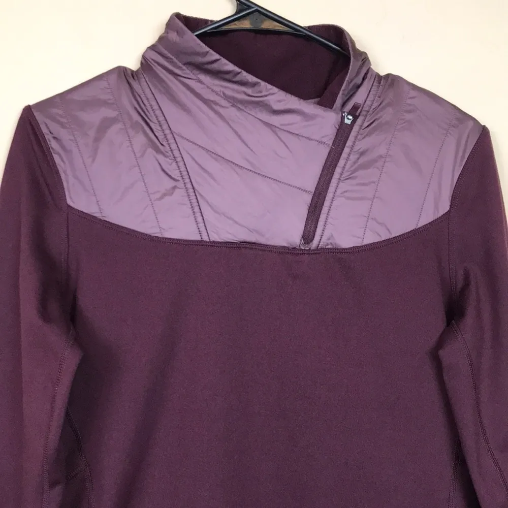 Mountain Hardwear Women’s Quarter Zip Nylon Burgundy Purple Pullover Sweatshirt - Image 2