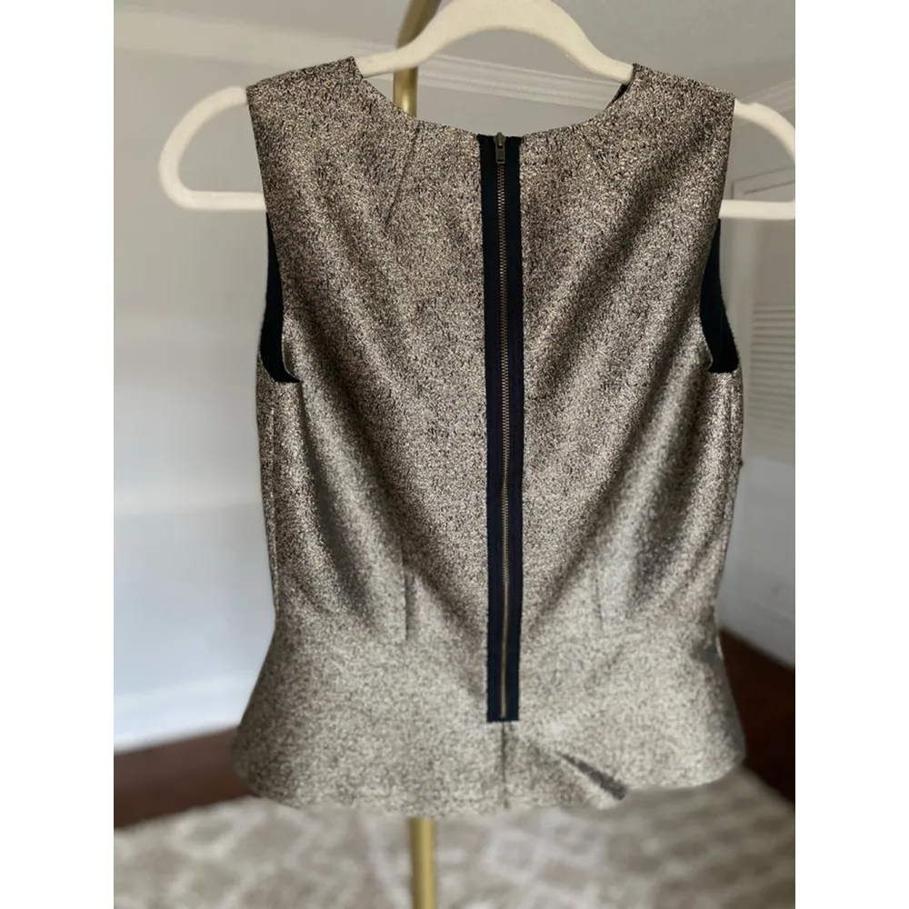 Fossil Metallic Gold Peplum Blouse Tank Top Party Wedding Festival Concert Glam - Image 3
