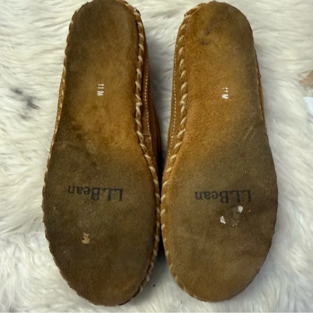 L.L.Bean Wicked Good Venetian Shearling Slippers Women’s 11 Brown Suede Tan - Image 7