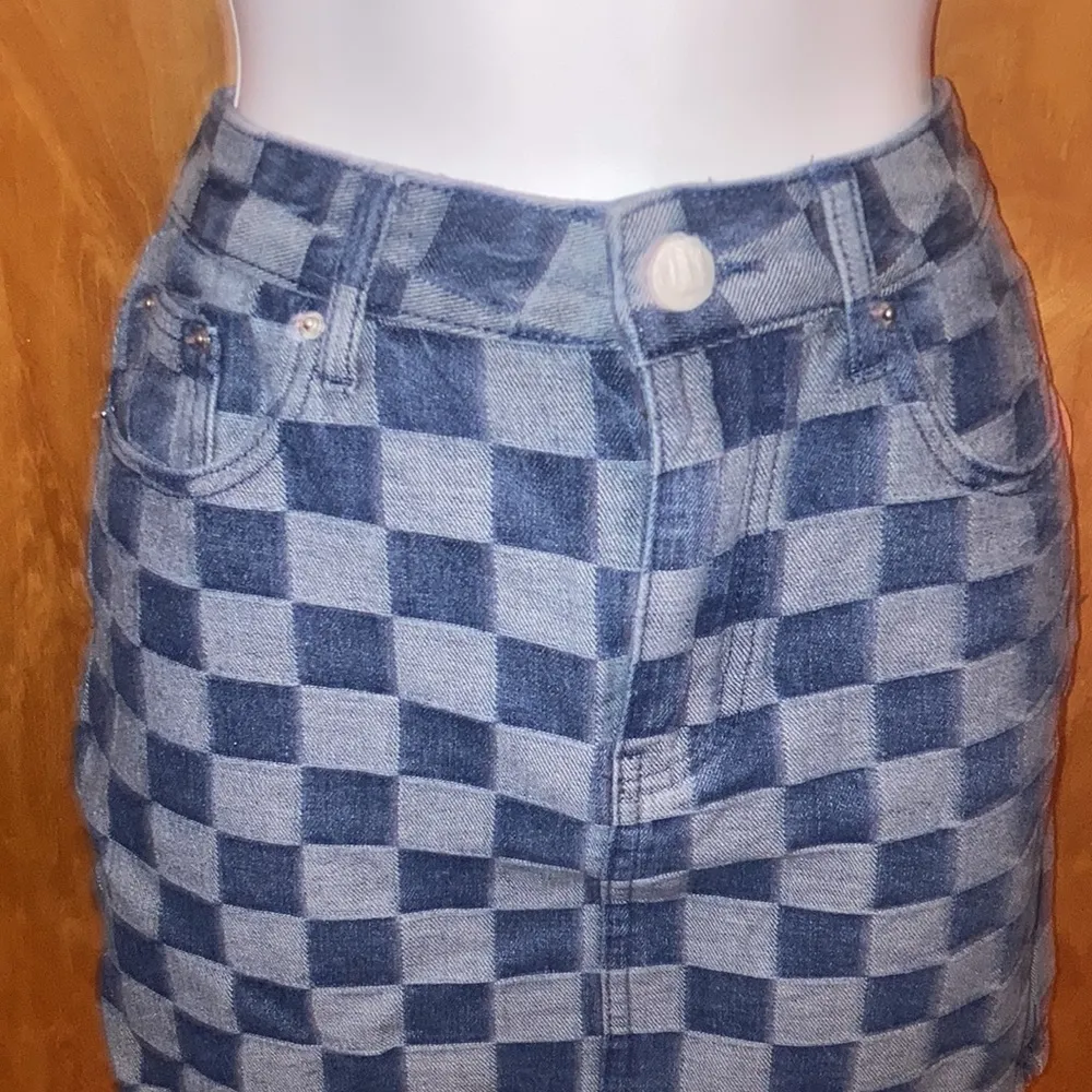 Denim Checkered Lafude Skirt - Image 2