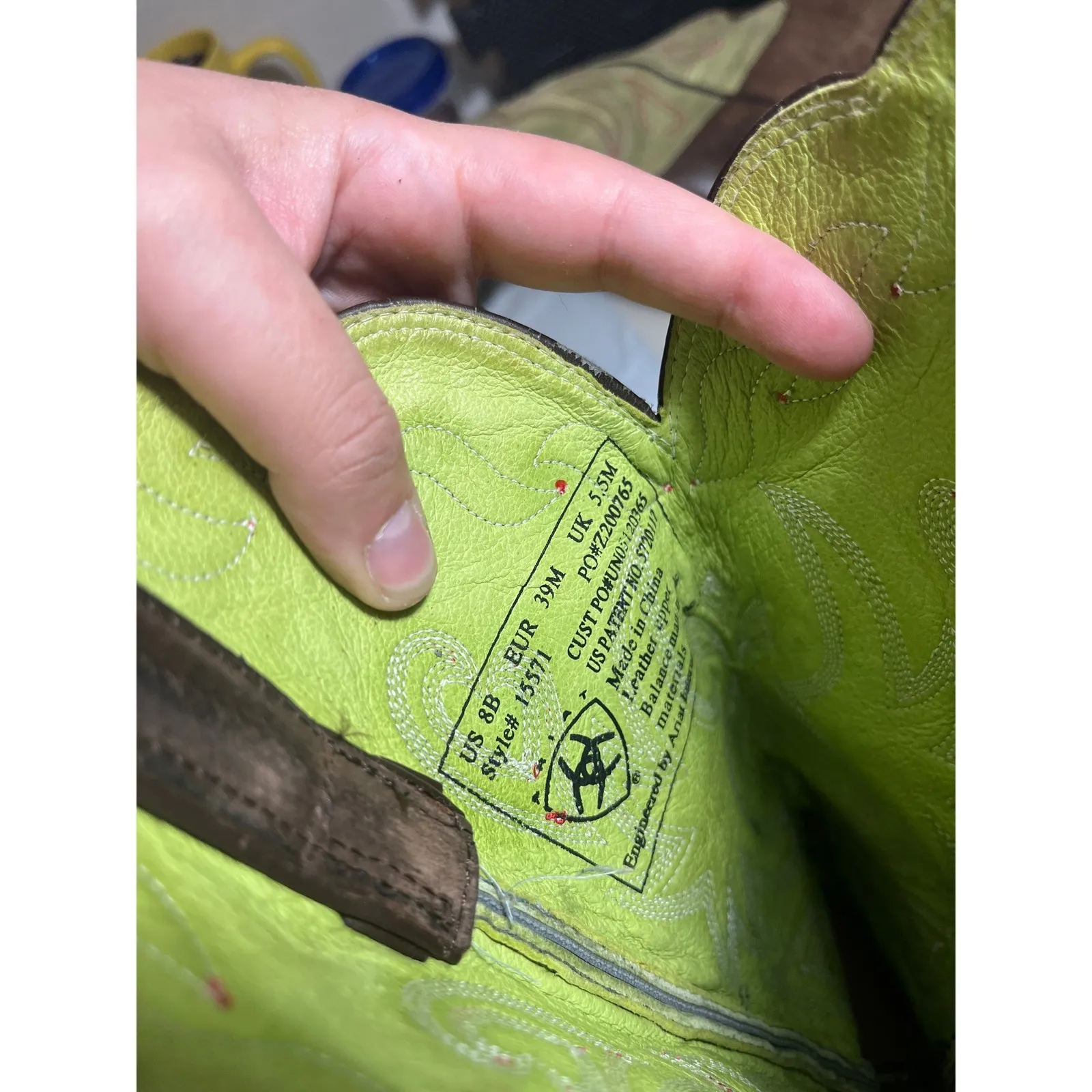 Womens Ariat 15771 Manzanita Green Leather Western Cowboy Snip Toe Boots Size 8 - Image 7