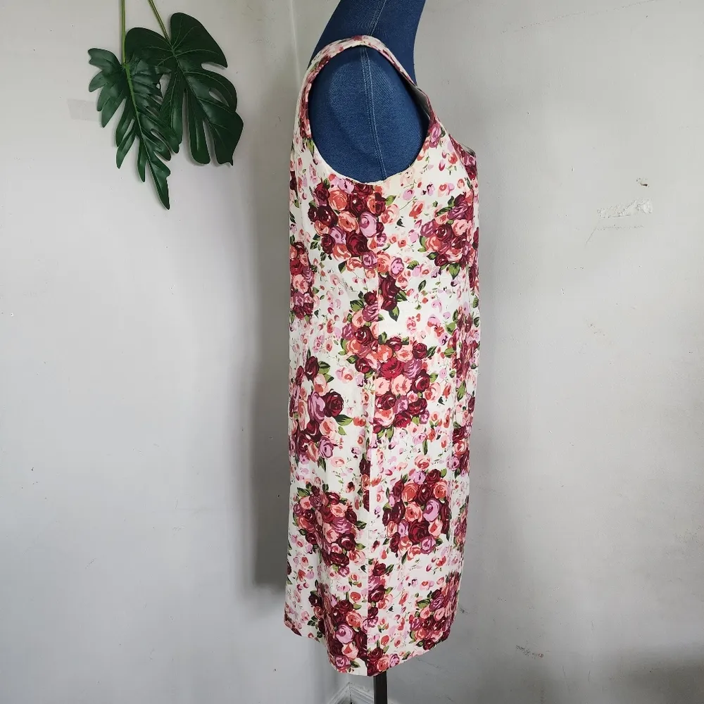 B Moss Dress Collection Cotton Dress Rose Flower Bouquets Red Size 12 - Image 4