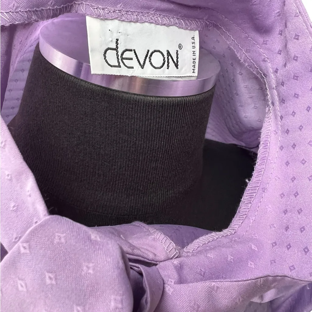 Vintage Early 80’s Devon Floral Secretary Blouse Sz 12 Lavender Top Bow Tie NWT Purple - Image 14