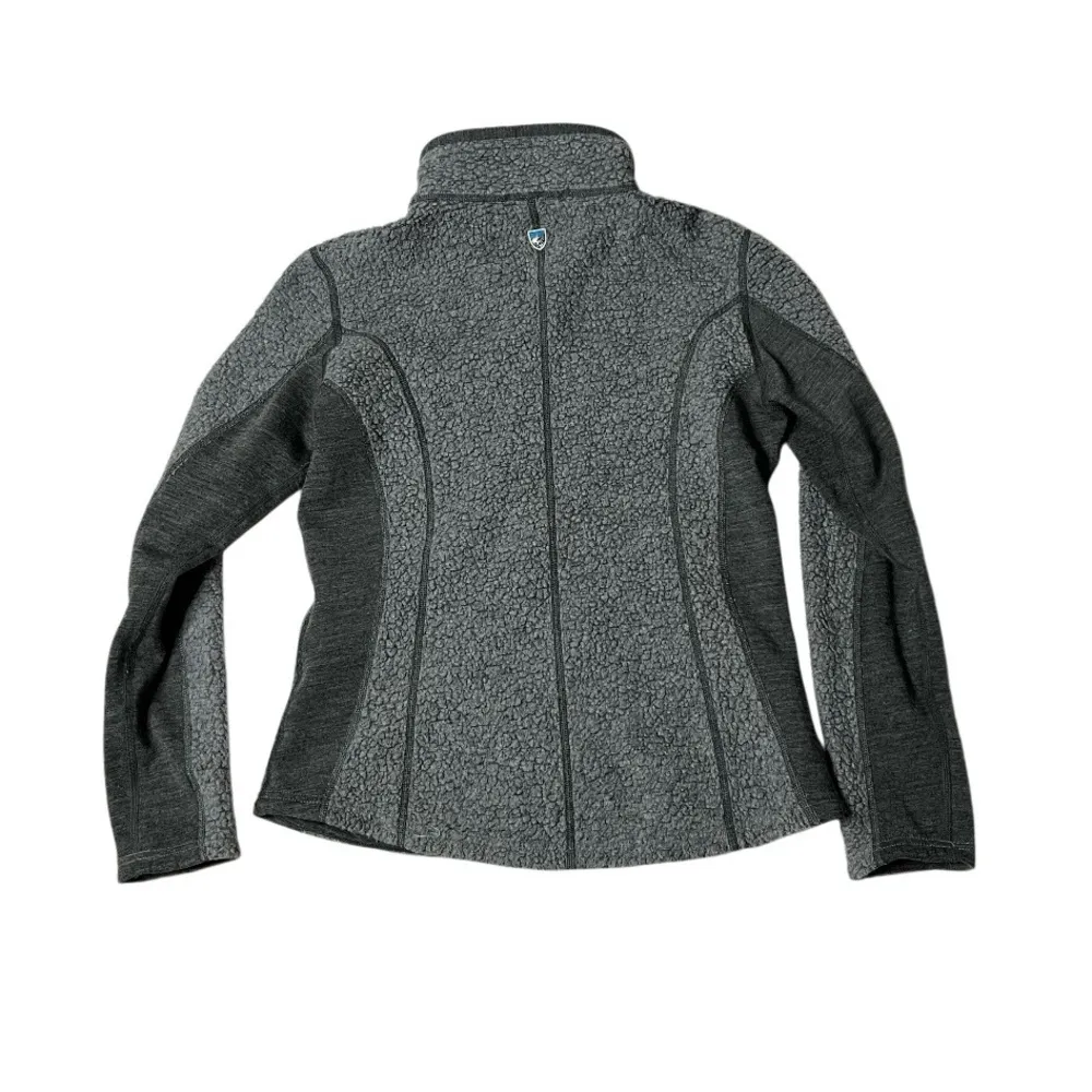 KUHL Grey Sherpa Jacket KOZET Full Zip Wool Blend Two Tone Womens Size Medium - Image 6