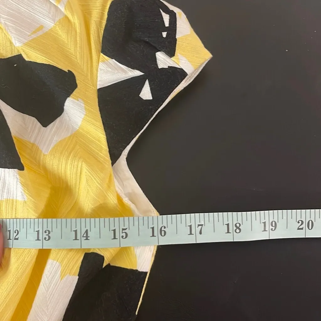 Chetta B Sunhee Women's Sheath Dress Midi Geometric Cap Sleeve Yellow‎ Size 2 - Image 9