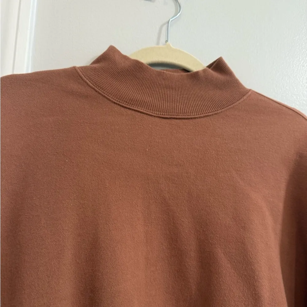 TNA Sweatfleece Cozyfleece Mega Fit Mock neck sweatshirt brown orange size 2 Size M - Image 5