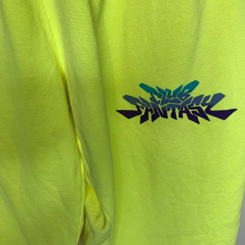 Club Fantasy Neon Yellow Starlight Sweatpants Sz Small - Image 5