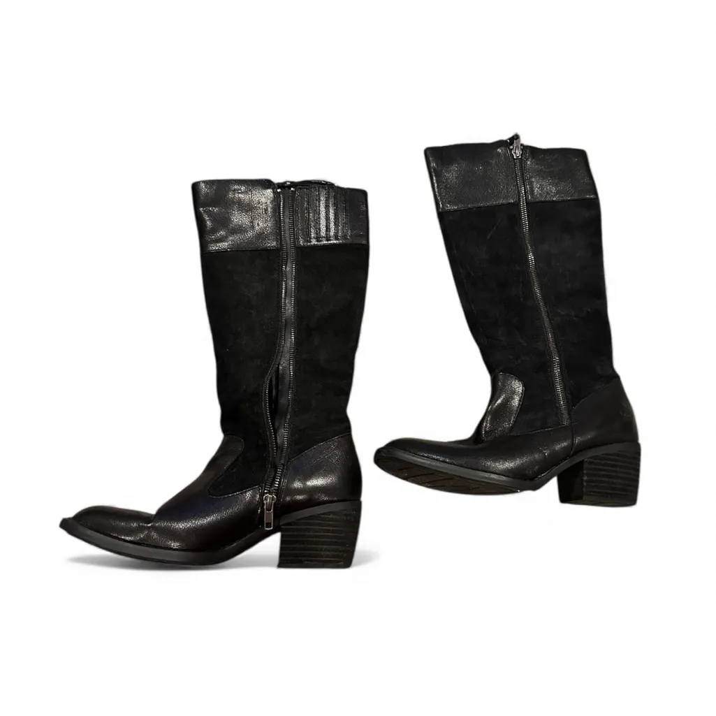 Born Uchee Suede Leather Tall Knee High Boots Size 7.5 Black - Image 2