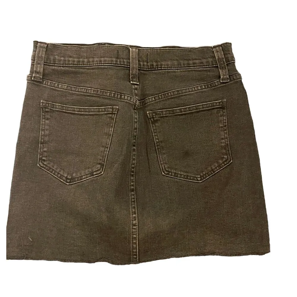 Madewell Jean Skirt Size 27 Stretch Black Charcoal Denim Raw Edge Boho Festival - Image 2
