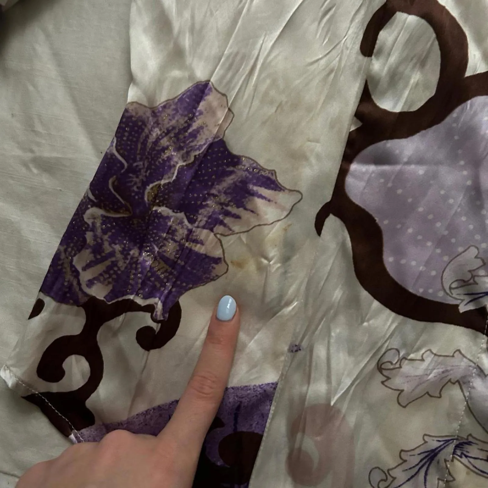 Just Cavalli Roberto Cavalli cream silk blouse purple gold floral print Size 44 - Image 4